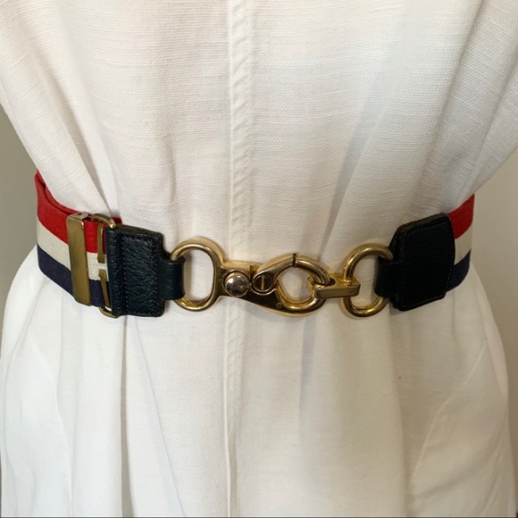 RARE Vintage Nautical Stretch Stripe Belt w/ Clasp - Picture 2 of 10
